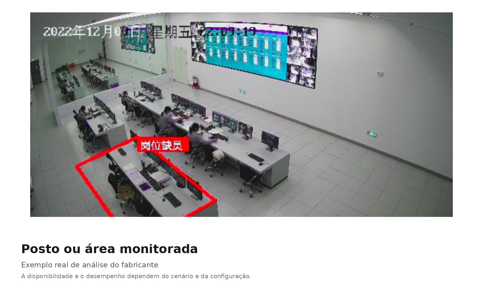 Frame de análise do fabricante mostrando posto ou área monitorada