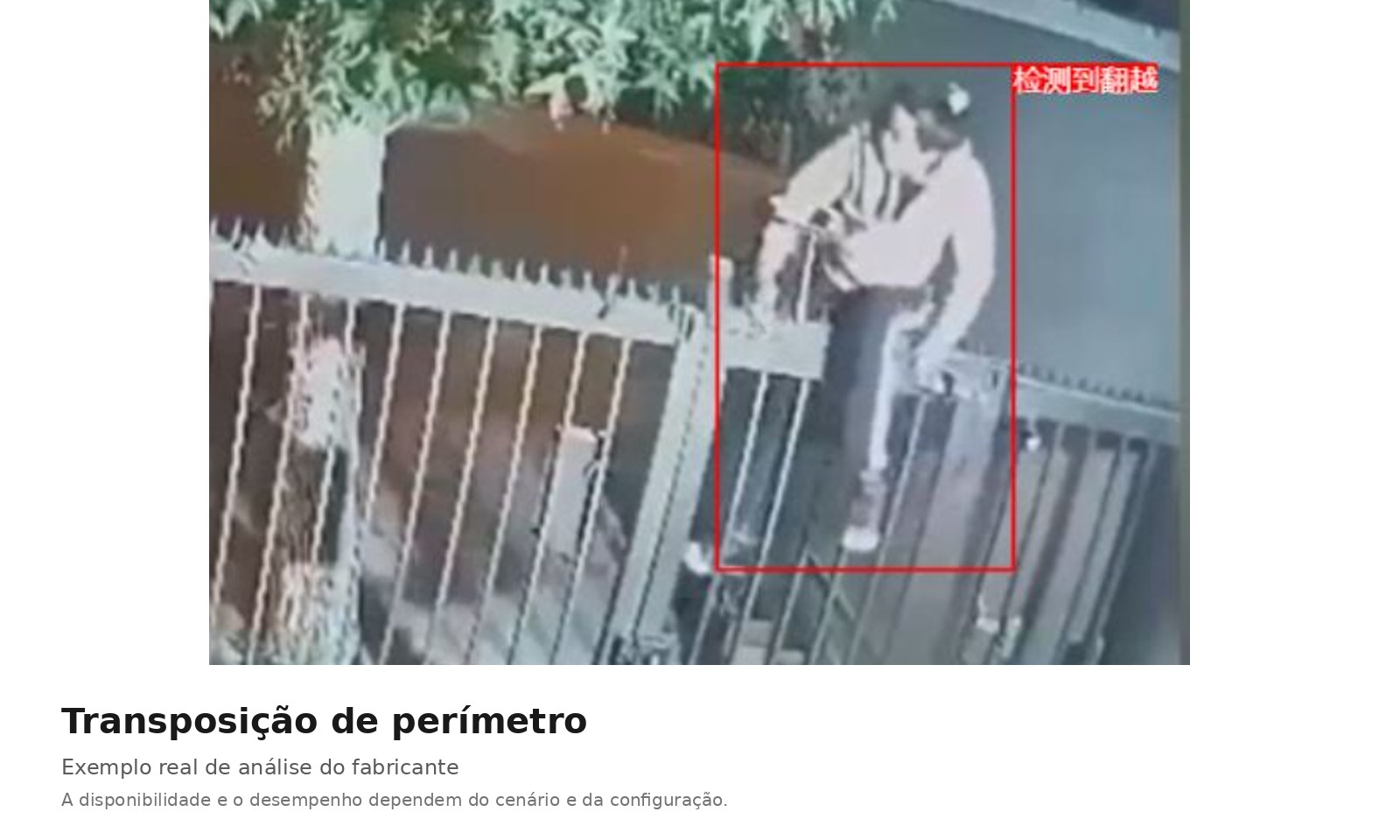 Frame de análise do fabricante mostrando transposição de perímetro