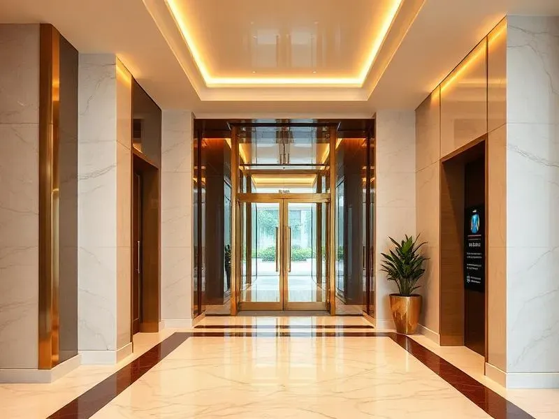 Lobby de acesso premium com controle facial