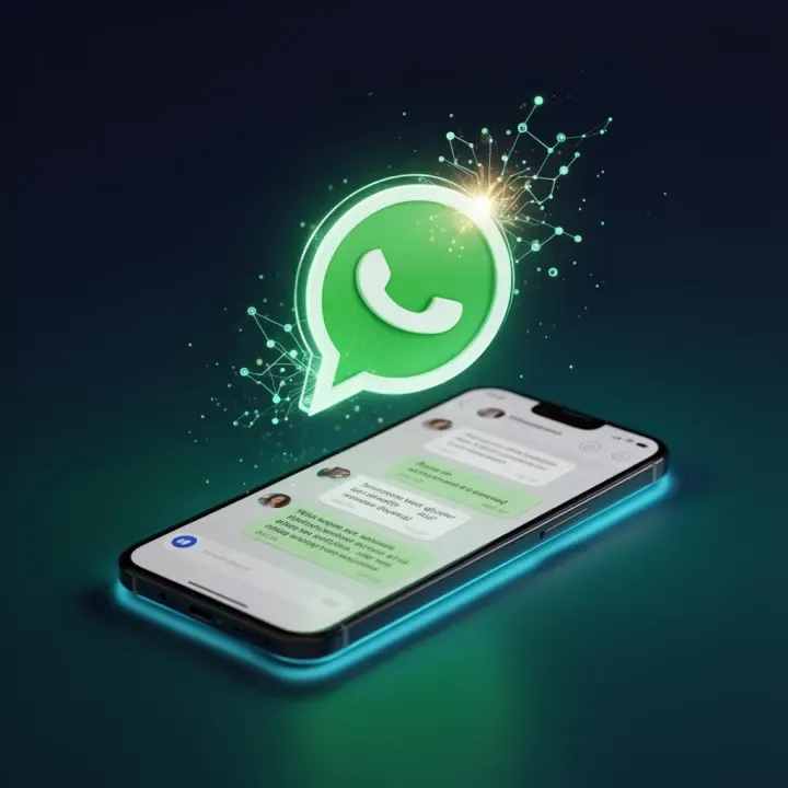 Smartphone exibindo conversa com IA no WhatsApp